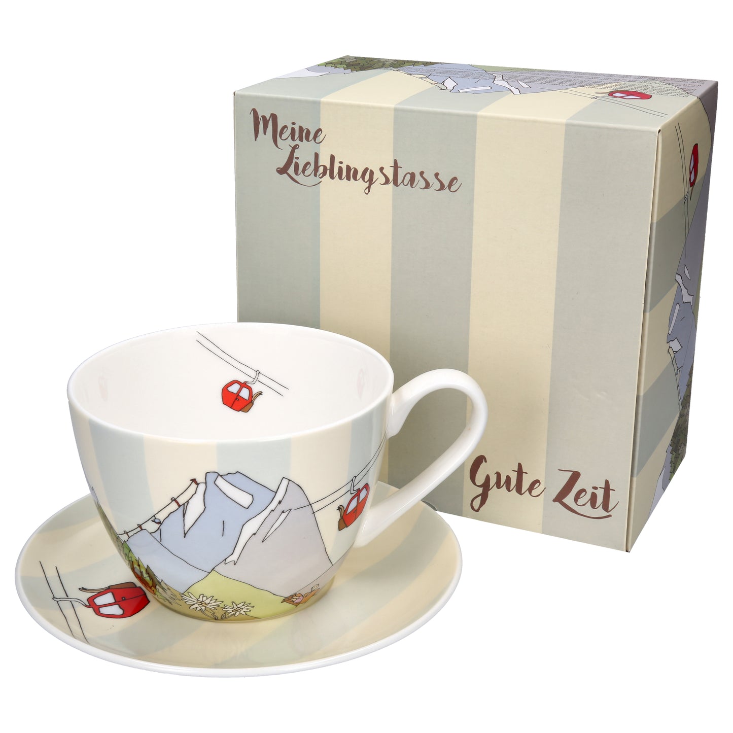 Bone China und Untertasse Tasse Gute Zeit 550ml