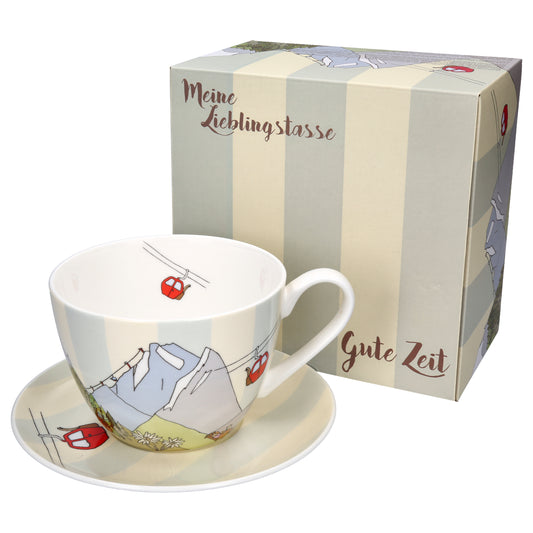 Bone China und Untertasse Tasse Gute Zeit 550ml