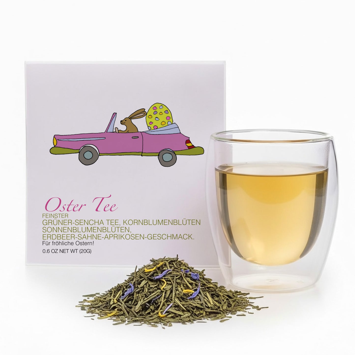 Teegeschenk Osterhase im Cabrio