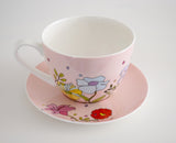 Bone china and saucer cup moment of happiness 550ml