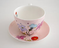 Bone china and saucer cup moment of happiness 550ml