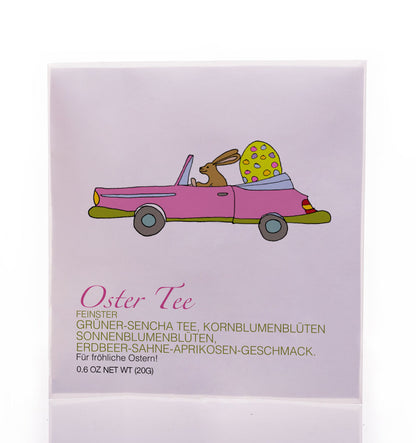 Teegeschenk Osterhase im Cabrio