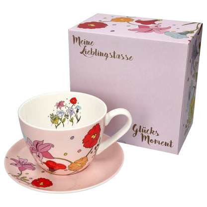 Bone China und Untertasse Tasse Glücksmoment 550ml